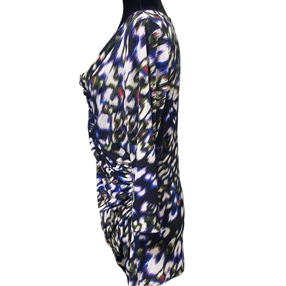 Vince Camuto Abstract Cowl Neck Blouse Black Blue Draped Top Large - Picture 3 of 7